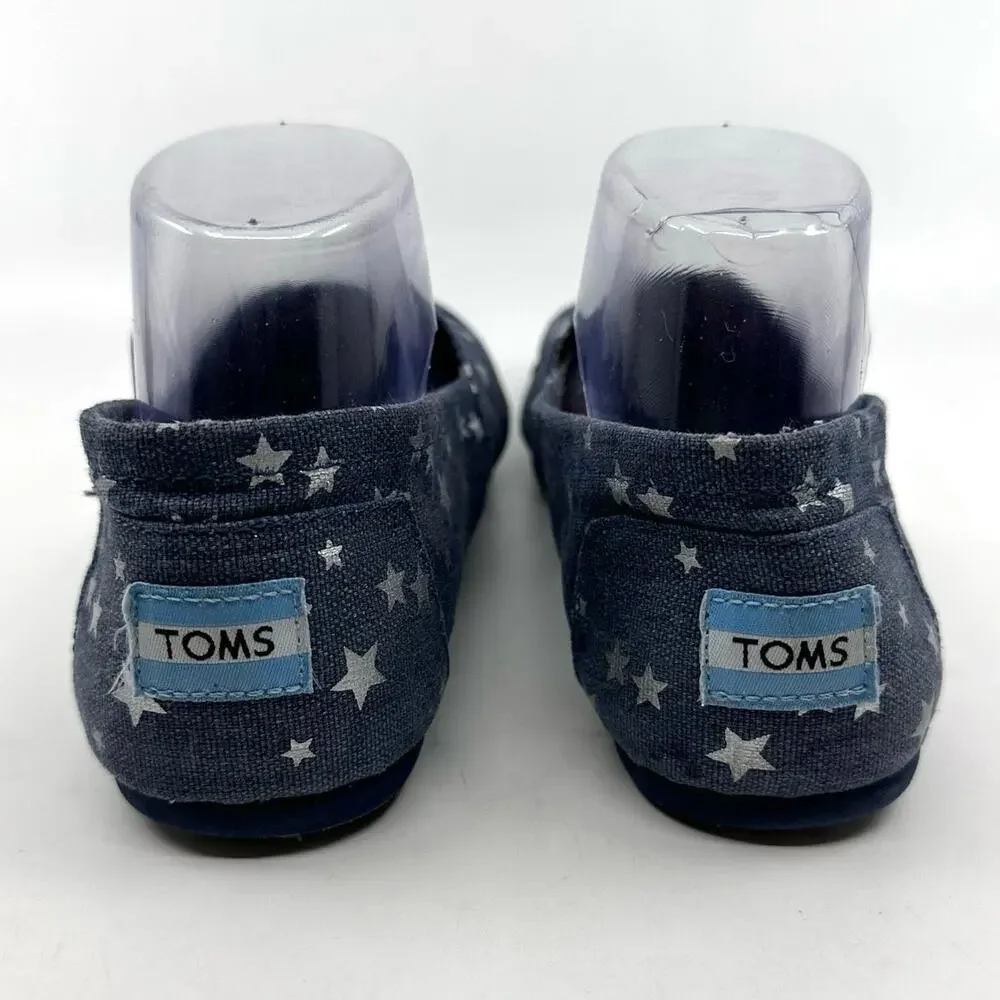 TOMS Navy/White Star Print Slip-On Women's US9 UK7 Loafers Shoes Flats Round Toe - Picture 3 of 7
